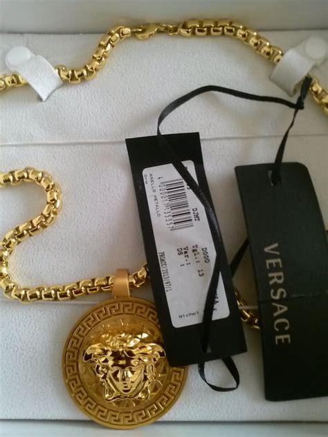 stainless steel necklace chain l versace|Versace necklace real gold.